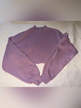 Lavender Cropped Mock Neck Sweatshirt